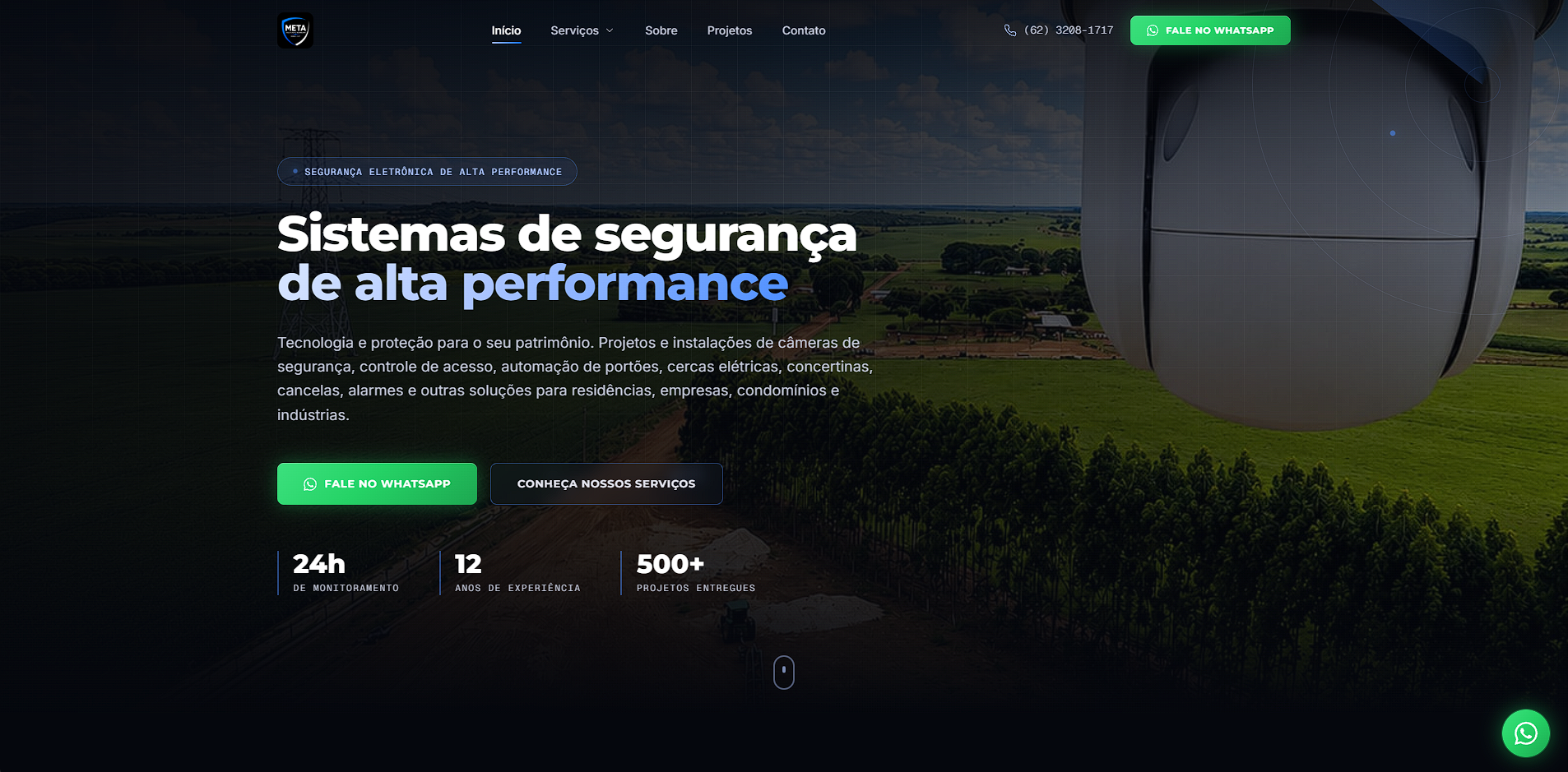 Site Meta Segurança e Tecnologia - Página inicial
