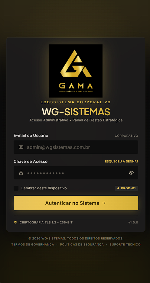 WG-SISTEMAS App - Tela de login mobile
